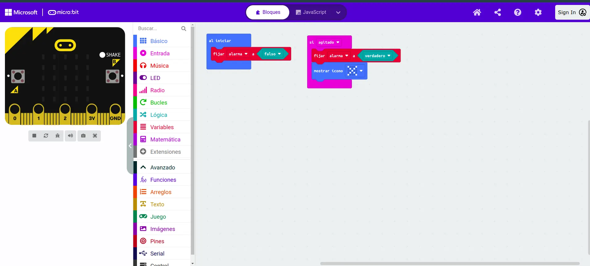 Mostrar Alarma Activada
